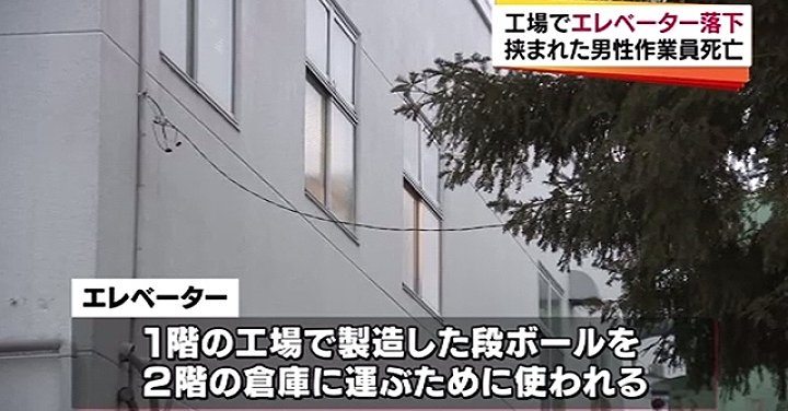 A worker at a cardboard factory was crushed to death by an elevator on Sunday