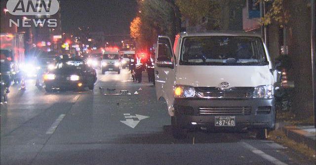 A woman was killed after she was struck by a minivan that was hit by an elderly taxi driver trying to change lanes to pick her up (TV Asahi)
