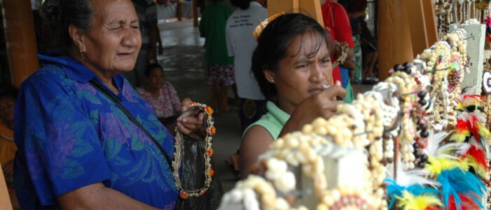 Women sell souvenirs at Funafuti International Airport