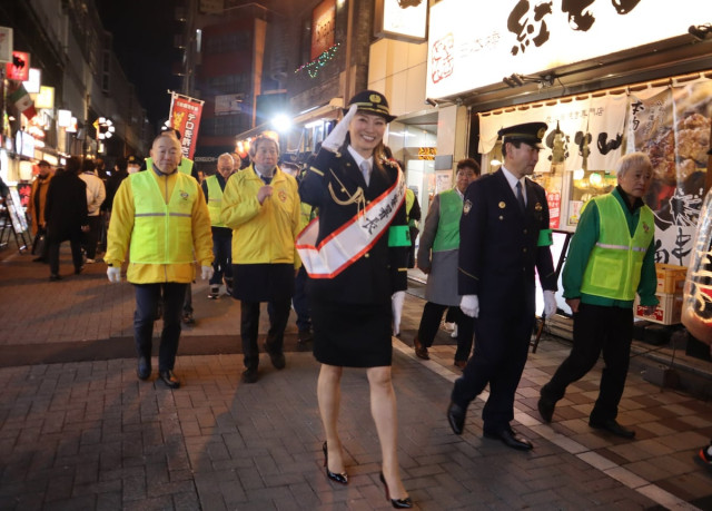 Yasuko Kuramoto on patrol near JR Kanda Station