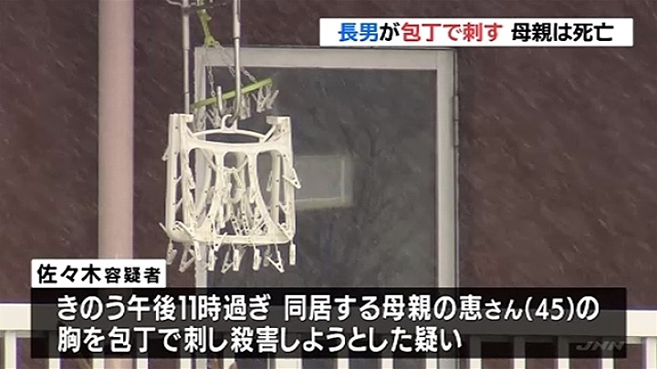 Aomori police arrested a 22-year-old man in the stabbing of his mother at their residence in Aomori City on Monday