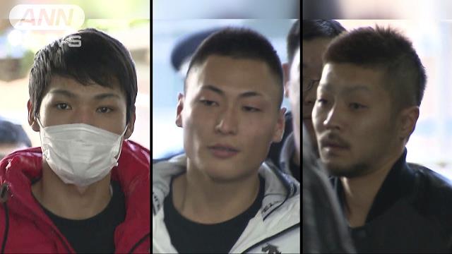 Takashi Tanaka (center) and three other suspects attempted to extort a man out of 1 million yen