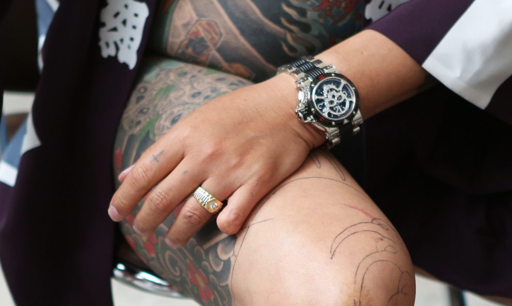 The hand of a gang member in Tokyo