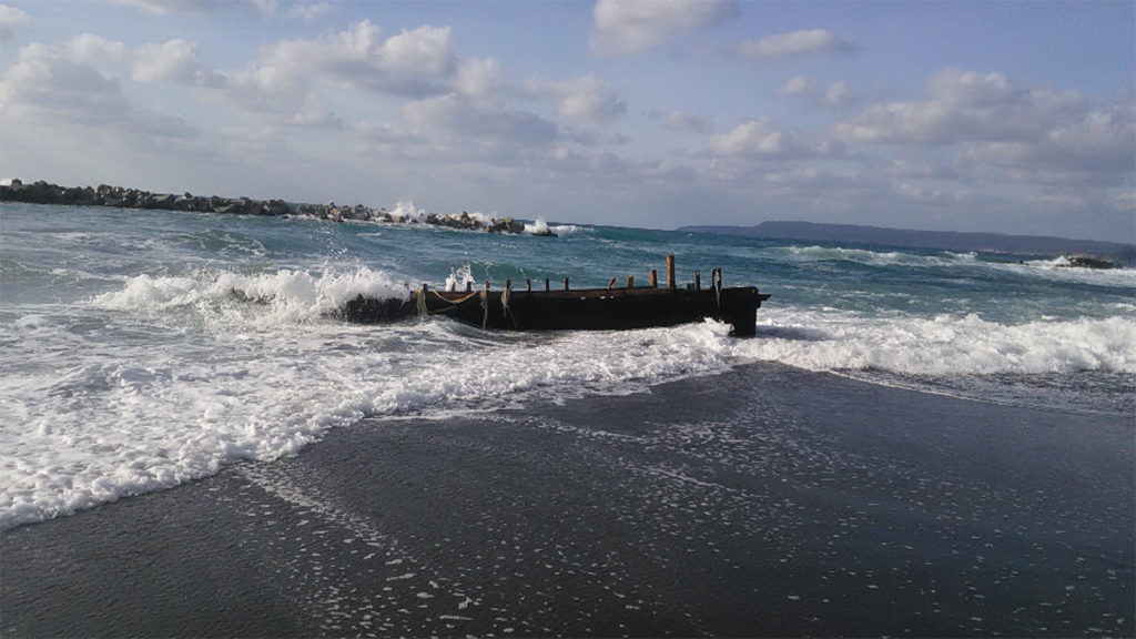 A vessel possibly from North Korea washed ashore in the town of Fukaura in Aomori Prefecture on Sunday
