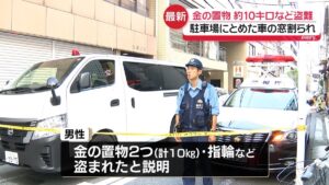 10 kilograms of gold snatched from parked car while driver eats lunch in Tokyo