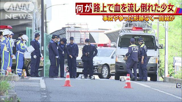 A girl, 14, jumped off a pedestrian footbridge in Kawaguchi City on Friday in an apparent suicide