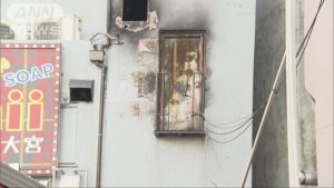 A door to be used as an emergency exit for the second floor did not have stairs on the exterior of the building (TV Asahi)
