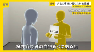 Ibaraki woman shows 'help me' sign at convenience store after roommate sews lips shut