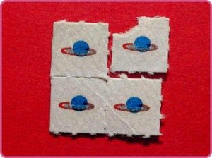 The LSD had been applied as a translucent aqueous solution to 25 sheets of paper