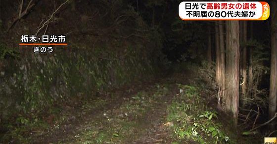 Two corpses were found inside a vehicle parked in a forest in Nikko City on Tuesday