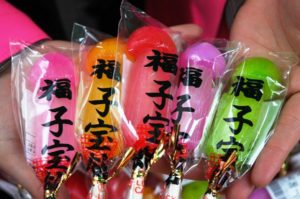 Candies are for sale on the shrine's grounds