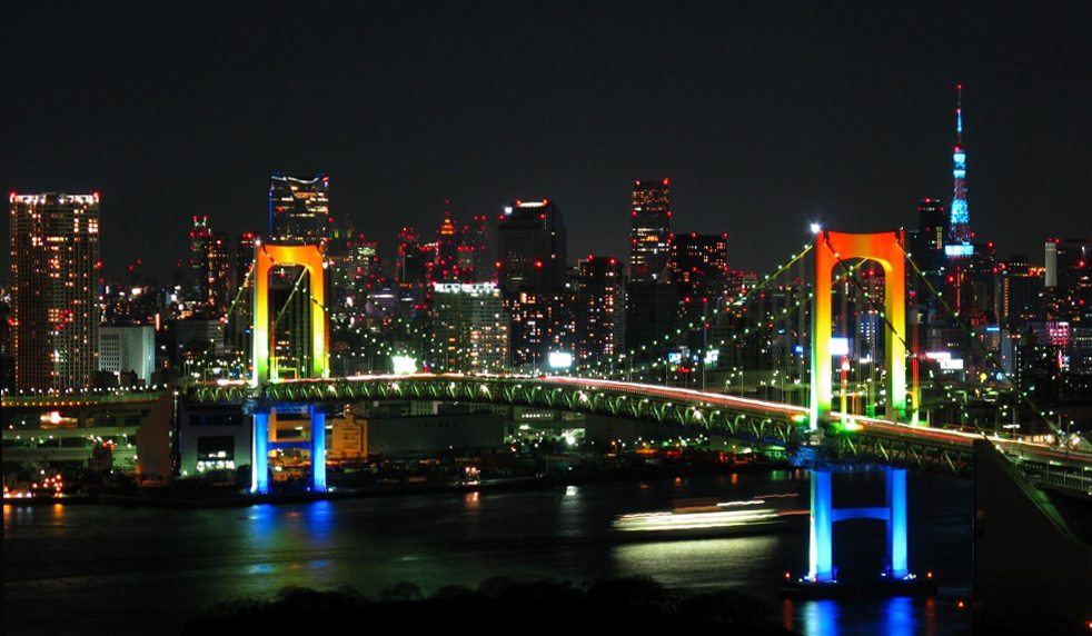 Rainbow Bridge spanning Tokyo Bay