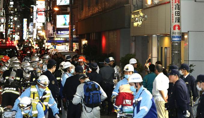 The scene following the blast in Kita Shinchi (Sankei Shimbun)