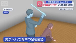 Kagoshima man accused of beating female acquaintance with traditional shakuhachi