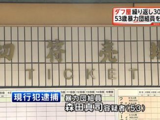 Member of Anegasaki-kai suspected of scalping sumo tickets to a Shin Nihon Pro Wrestling match at the Ryogoku Sumo Hall