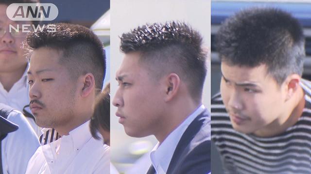 Takuma Tsumagari (left), Ryunosuke Kojitani of the Sumiyoshi-kai (center) and Hiroki Iwase