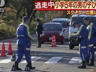 A man on a motor scooter struck a child riding a bike in Tokyo