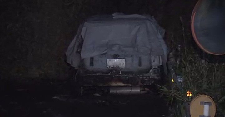 A corpse was found in a burned-out vehicle in Tsuchiura City