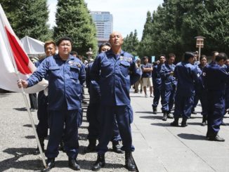 A right-wing group at Yasukuni Shrine